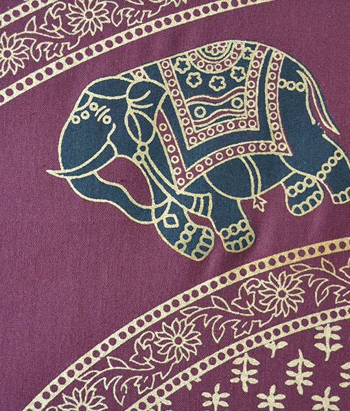 Ritualtuch Tagesdecke Wandbehang - Elefanten Golddruck weinrot - Normalgröße