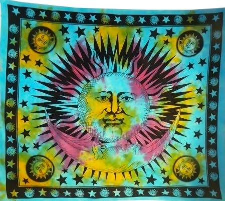 Ritualtuch Tagesdecke Wandbehang - Sonne bunt/batik - Doppelt