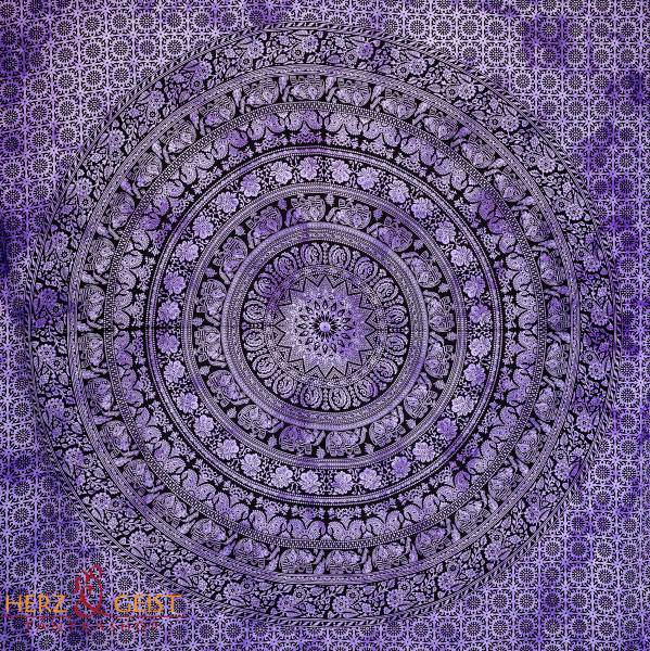 Ritualtuch Tagesdecke Wandbehang - Rigruraji Elefanten violett - Doppelt