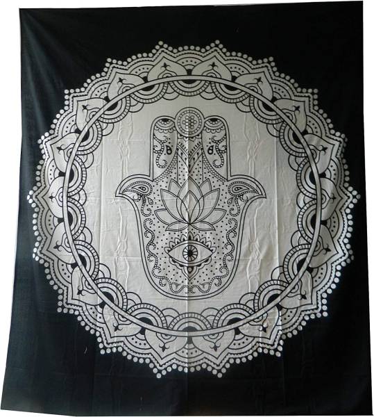 Ritualtuch Tagesdecke Wandbehang- Fatima - schwarz/weiß - doppelt