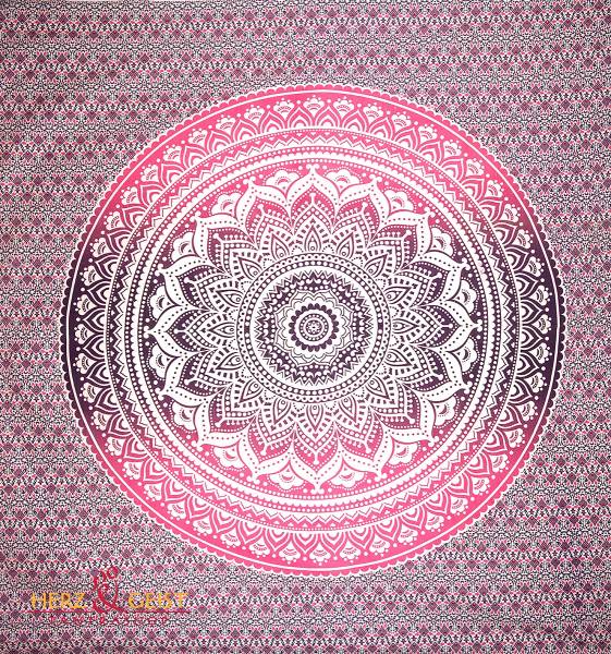 Ritualtuch Tagesdecke Wandbehang - Mandala violett-rosa - Doppelt