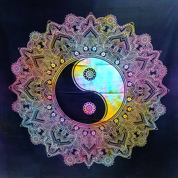 Ritualtuch Tagesdecke Wandbehang - Yin Yang Flower - Normalgröße