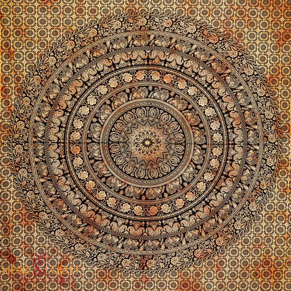 Ritualdecke - Elefanten - Rigruraji gelb - Doppelt