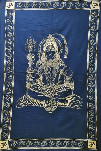Ritualtuch Tagesdecke Wandbehang - Shiva gold-blau - Normalgröße