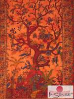 Tagesdecke Wandbehang Ritualdecke - Tree of Life orange - Doppelt
