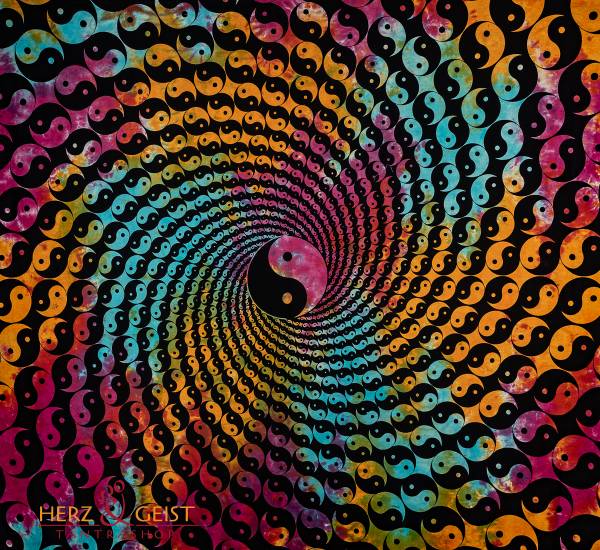 Ritualtuch Tagesdecke Wandbehang - Yin Yang Hypnose - Doppelt
