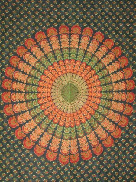 Ritualdecke Tagesdecke Wandbehang - Peacock "Earth" - Doppelt