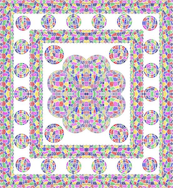 Ritualtuch Tagesdecke Wandbehang - Mosaik Flower Dots - Doppelt