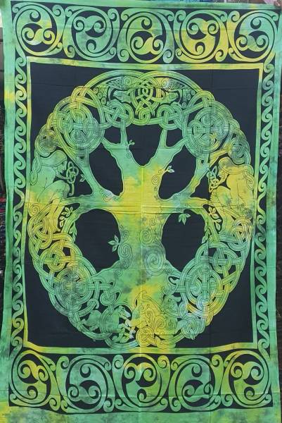 Ritualtuch Tagesdecke Wandbehang - Celtic Tree green - Normalgröße