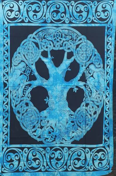Ritualtuch Tagesdecke Wandbehang - Celtic Tree blue - Normalgröße