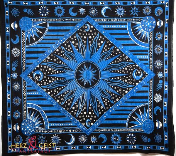 Ritualtuch Tagesdecke Wandbehang - Blue Fire Star - Doppelt