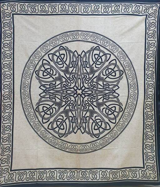 Ritualtuch Tagesdecke Wandbehang - Celtic Mandala creme - Doppelt