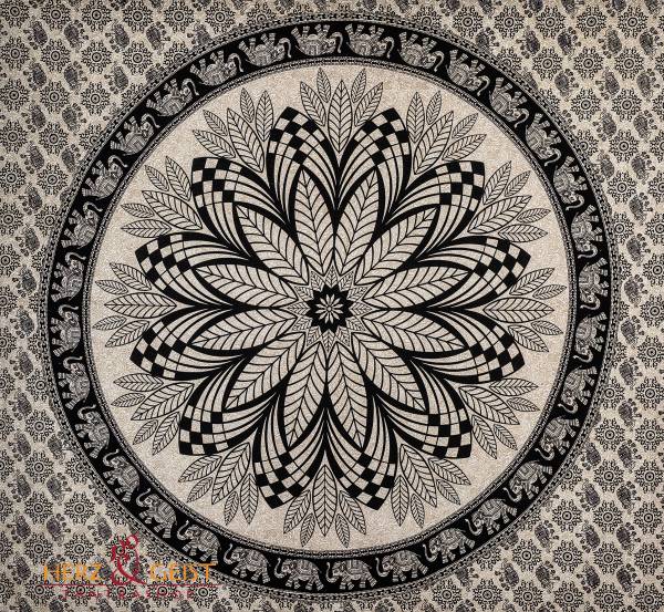 Ritualtuch Tagesdecke Wandbehang - Elefanten Blume - Doppelt