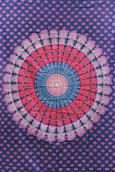 Ritualtuch Tagesdecke Wandbehang - Mandala Peacock violett - Normalgröße