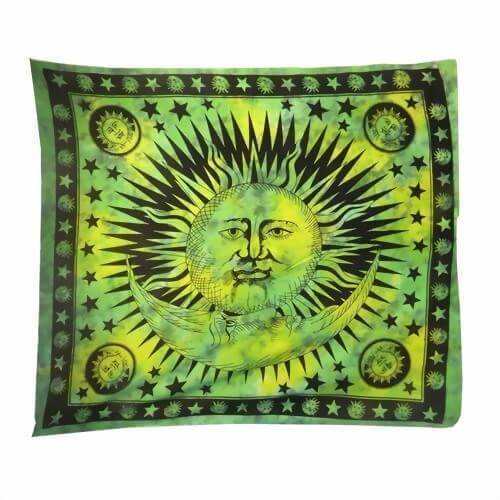 Ritualdecke Tagesdecke Wandbehang - Sunny Grün- Doppelt-
