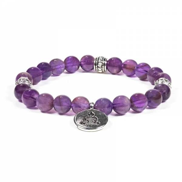 Mala/ Armband Amethyst elastisch mit Buddha