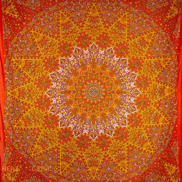 Ritualtuch Tagesdecke Wandbehang - Paisley Königselefanten - gelb/rot - doppelt