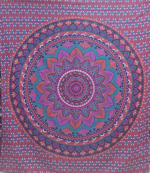 Ritualtuch Tagesdecke Wandbehang - Flower Mandala violett - Doppelt