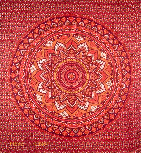 Ritualtuch Tagesdecke Wandbehang - Flower Mandala weinrot - Doppelt