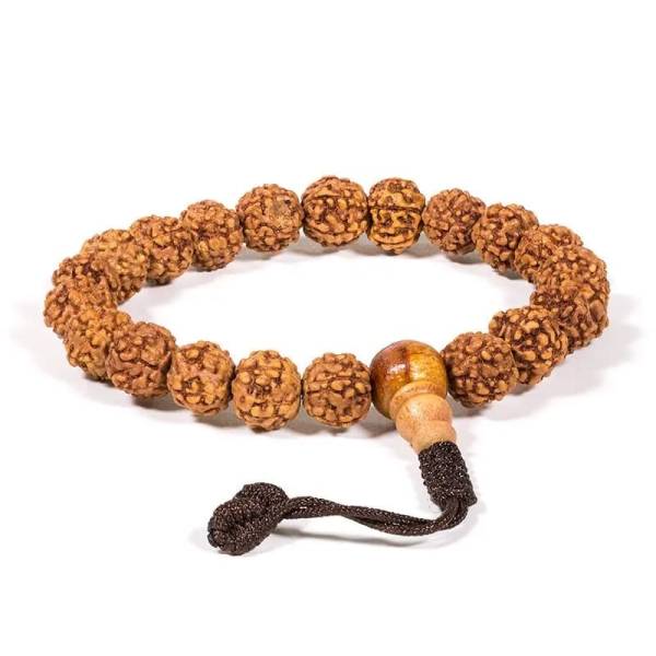 Armband / Mala - Rudraksha Samen hell 21-Perlen - verstellbar