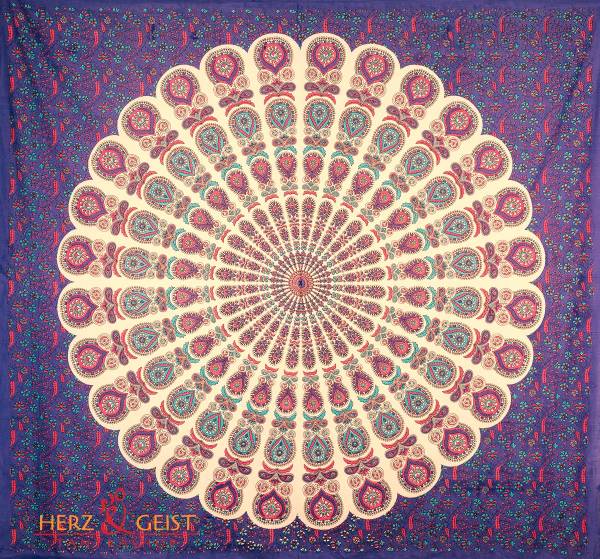 Ritualtuch Tagesdecke Wandbehang - Peacock "Heaven" violett - Doppelt