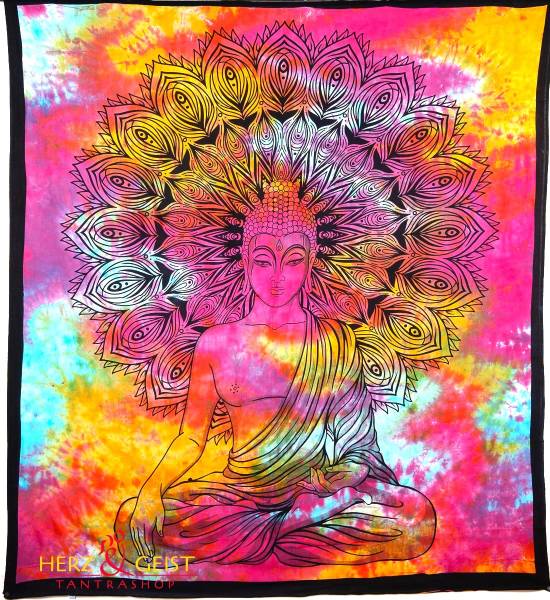 Ritualtuch Tagesdecke Wandbehang - Buddha bunt-batik - Doppelt