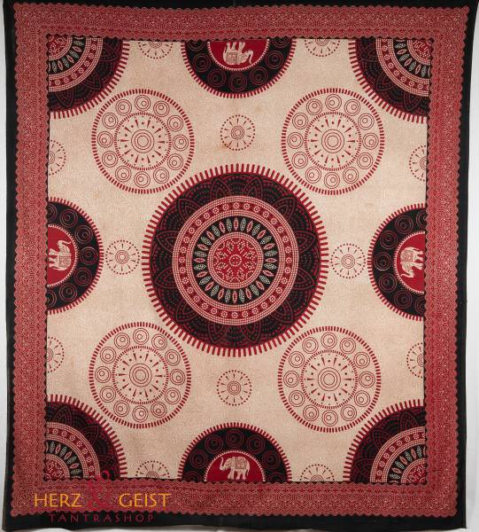 Ritualtuch Tagesdecke Wandbehang - Indian Ornament rot - Doppelt