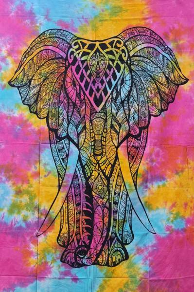Ritualtuch Tagesdecke Wandbehang - African Elephant batik/bunt- Normalgröße