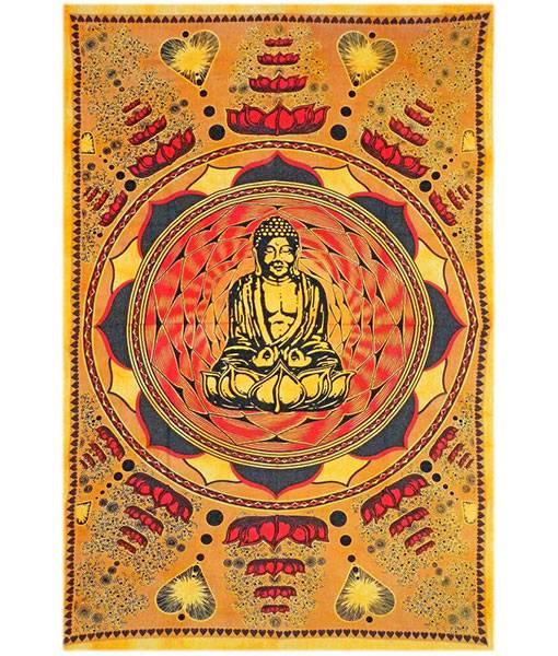 Ritualtuch Tagesdecke Wandbehang - Buddha on Lotus yellow - Normalgröße