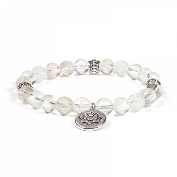 Mala/ Armband Bergkristall elastisch mit Lotus