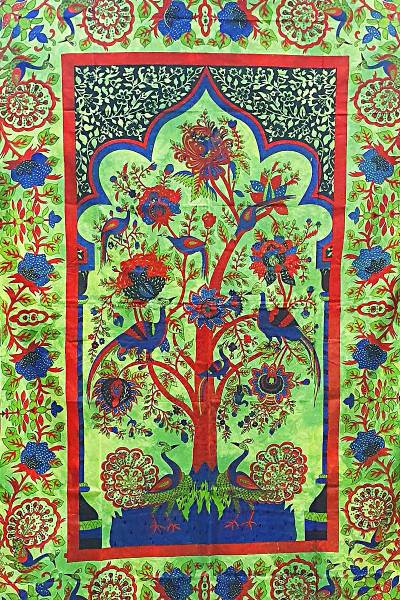 Ritualtuch Tagesdecke Wandbehang - Temple Tree of Life grün - Normalgröße