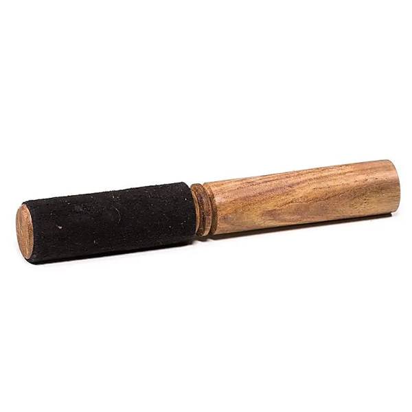 Schlägel / Klöppel für Klangschale - Holz / schwarzes Leder