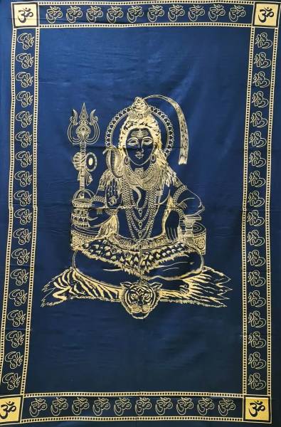 Ritualtuch Tagesdecke Wandbehang - Shiva gold-blau - Normalgröße