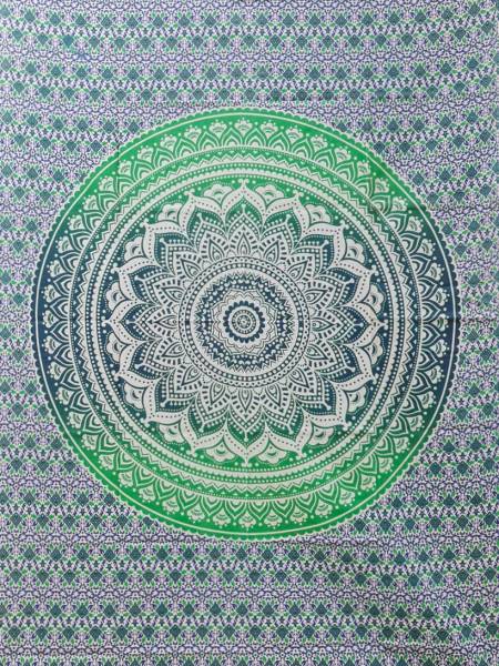 Ritualtuch Tagesdecke Wandbehang - Mandala grün/blau - Doppelt