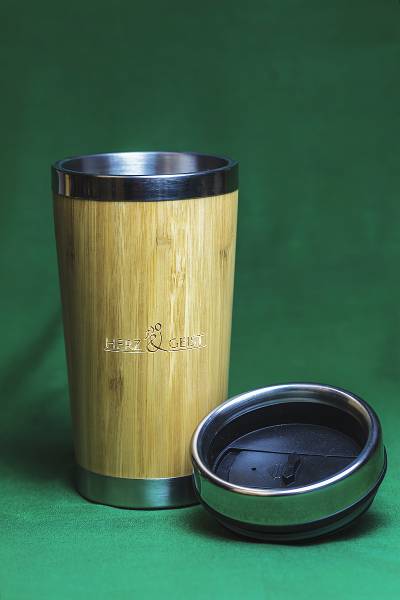 Thermobecher mit Deckel - Bambus 500 ml - Herz & Geist