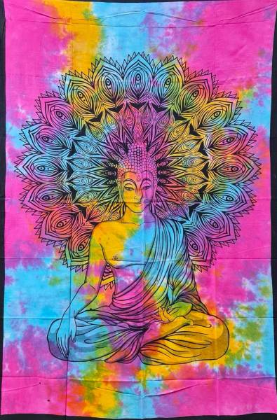 Ritualtuch Tagesdecke Wandbehang - Buddha bunt-batik - Doppelt