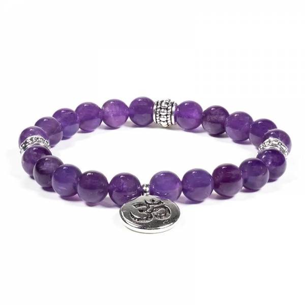 Mala/ Armband Amethyst elastisch mit Om