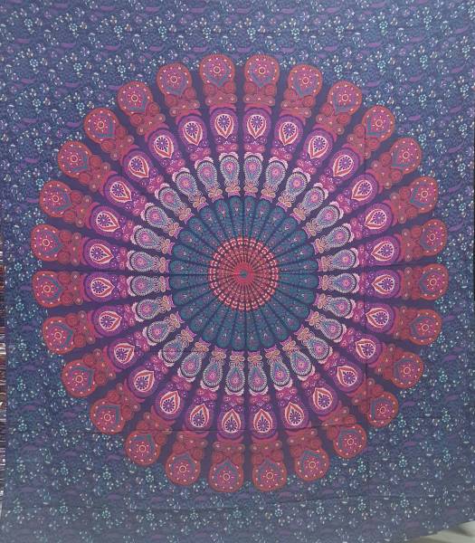Ritualtuch Tagesdecke Wandbehang - Indian-Peacock violett - Doppelt