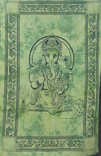 Ritualtuch Tagesdecke Wandbehang - Ganesha grün - Normalgröße