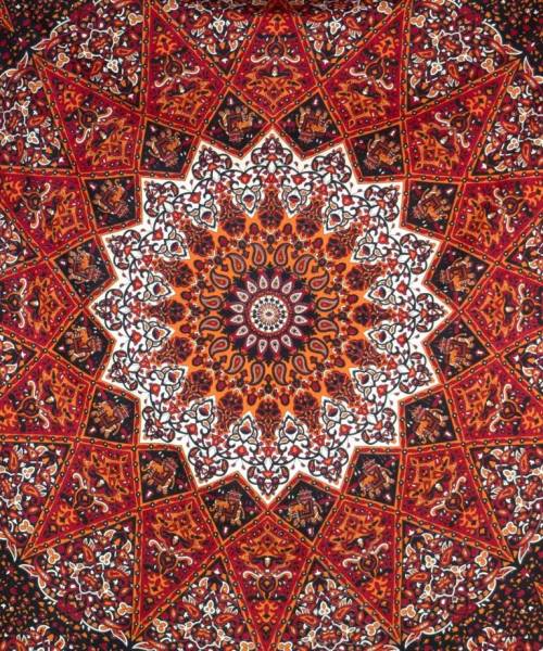 Ritualtuch Tagesdecke Wandbehang - Stern Mandala rot - Normalgröße