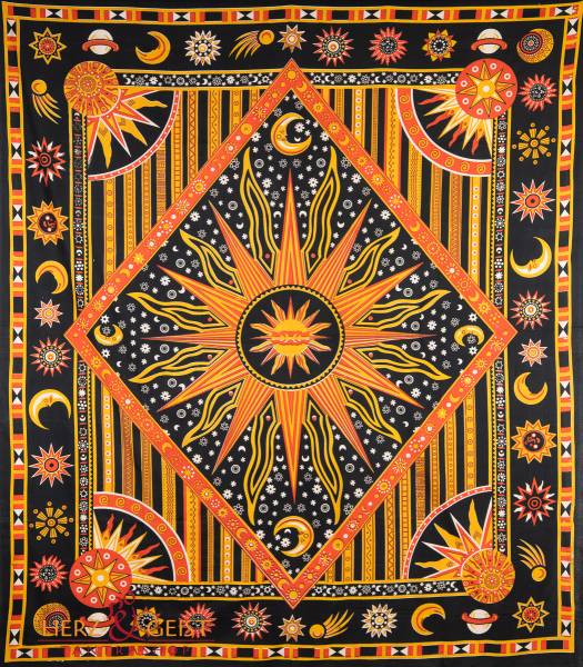 Ritualtuch Tagesdecke Wandbehang - Fire Star gelb - Doppelt