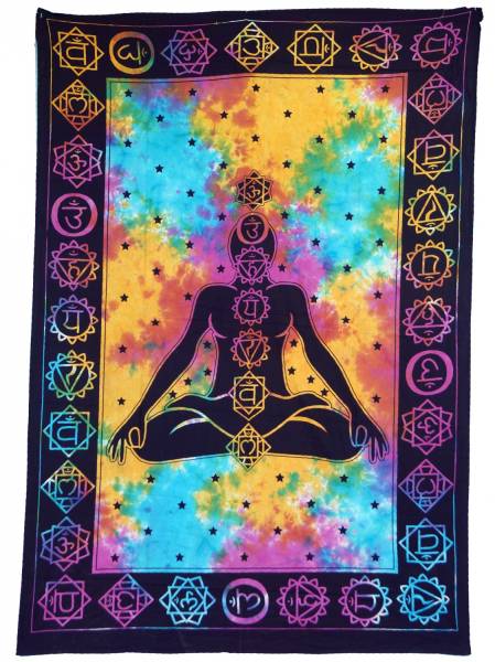 Ritualtuch Tagesdecke Wandbehang - Chakra Yogi Regenbogen - Normalgröße