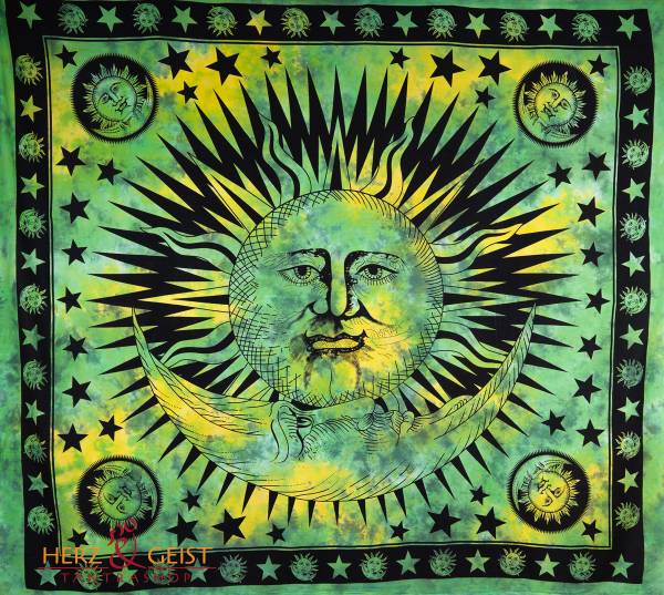Ritualtuch Tagesdecke Wandbehang - Sonne grün/gelb - Doppelt
