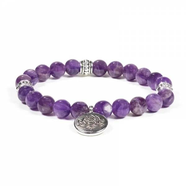 Mala/ Armband Amethyst elastisch mit Lotus