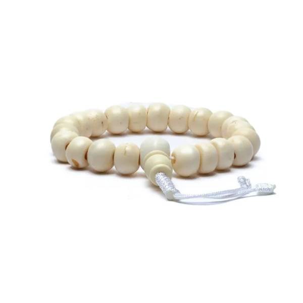 Armband / Mala - Knochen natur 21-Perlen - verstellbar