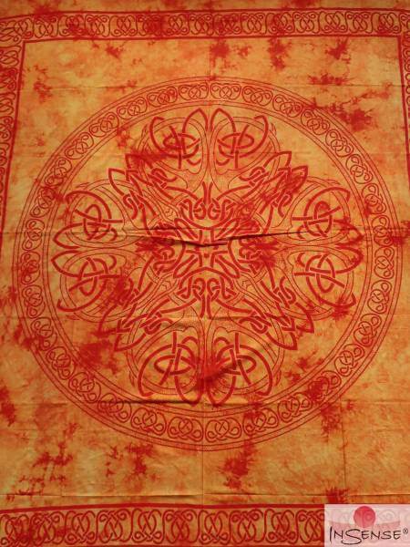 Ritualtuch Tagesdecke Wandbehang - Celtic Mandala orange - Doppelt