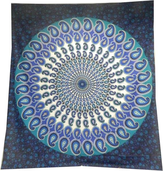 Ritualtuch Tagesdecke Wandbehang - Paisley-Mandala blau/türkis - Doppelt