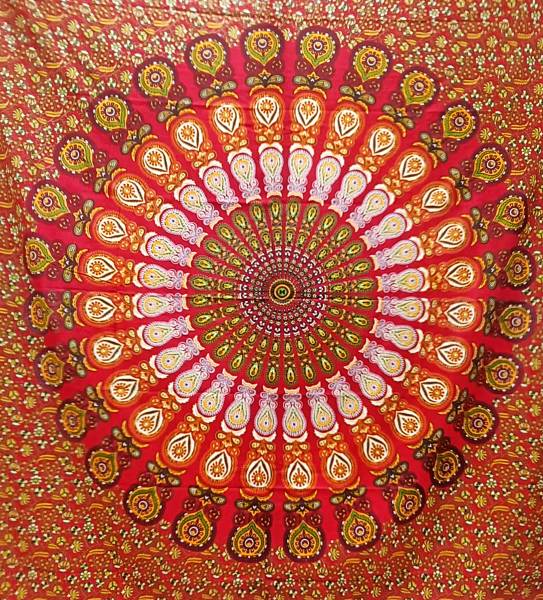 Ritualtuch Tagesdecke Wandbehang - Indian-Peacock rot - Doppelt