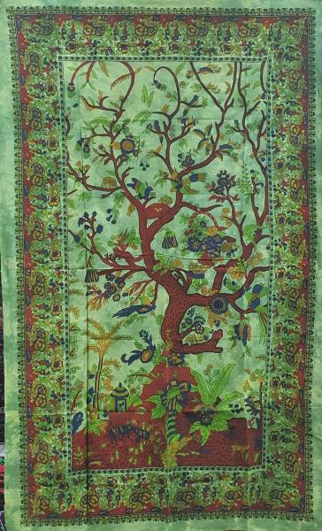 Ritualtuch Tagesdecke Wandbehang - Tree of Life grün - Normalgröße