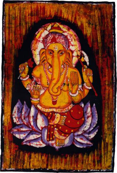 Handgemaltes Batikbild Wandbehang Wandbild Ganesh 87*67cm
